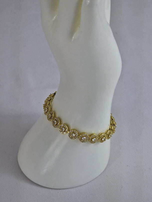 Tennisarmband aus Roségold und Gold mit Zirkonia