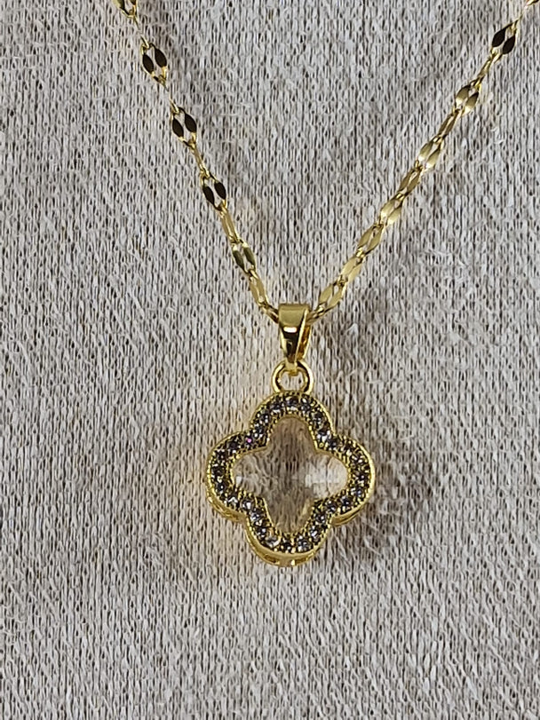 Klavervier Ketting Goud 18K