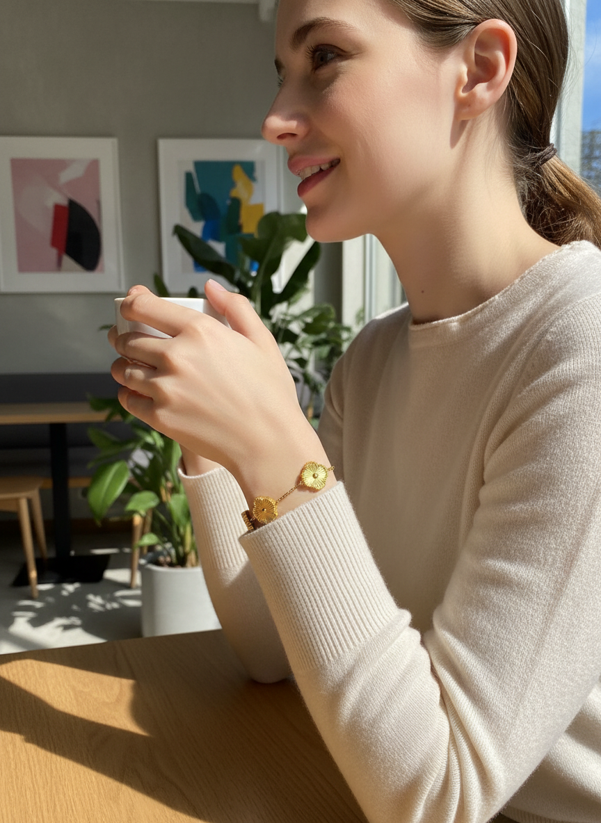 Klavervier Armband 18K Verguld Lifestyle