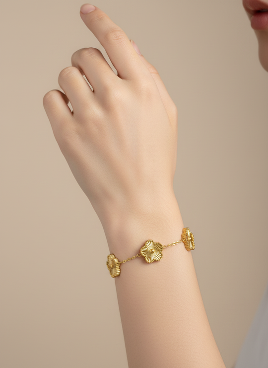 Klavervier Armband 18K Verguld Model