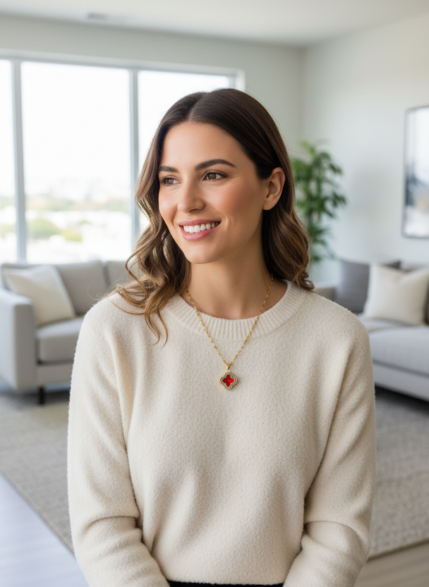 Klavervier Ketting Lifestyle - Rood