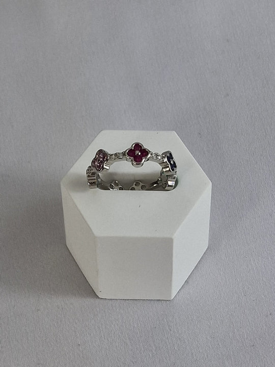 Verstelbare Klaver Ring met Zirkonia - 18K Verguld Goud/Zilver