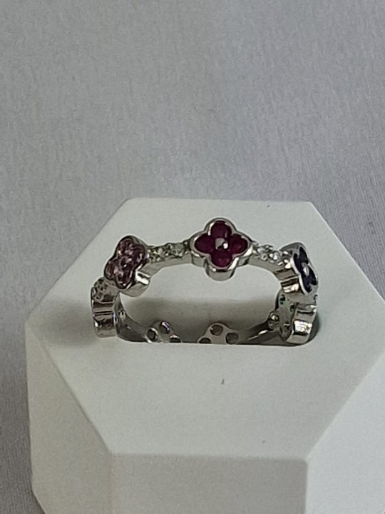 Verstelbare Klaver Ring met Zirkonia - 18K Verguld Goud/Zilver