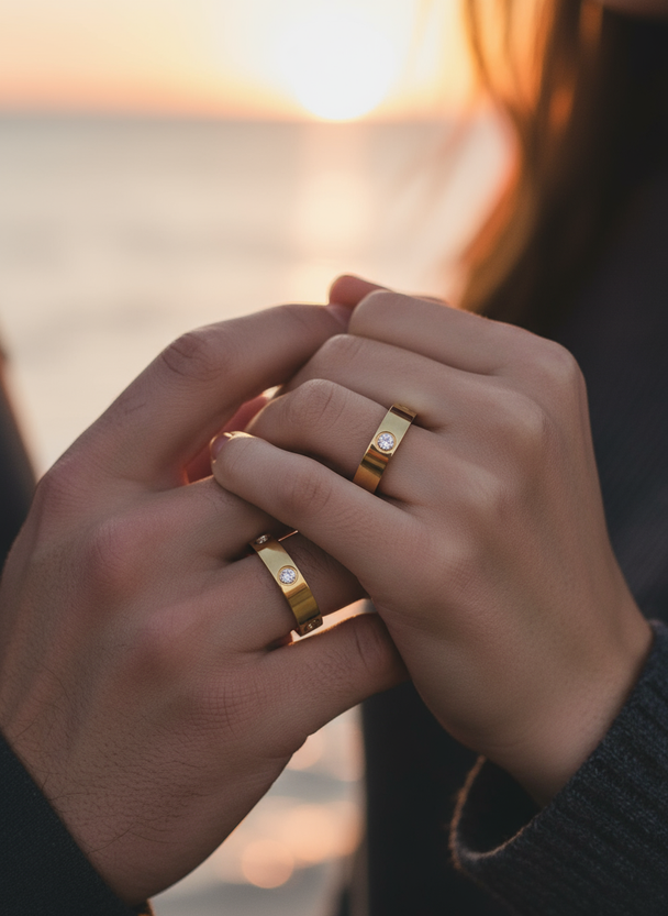 Koppel met matching ringen