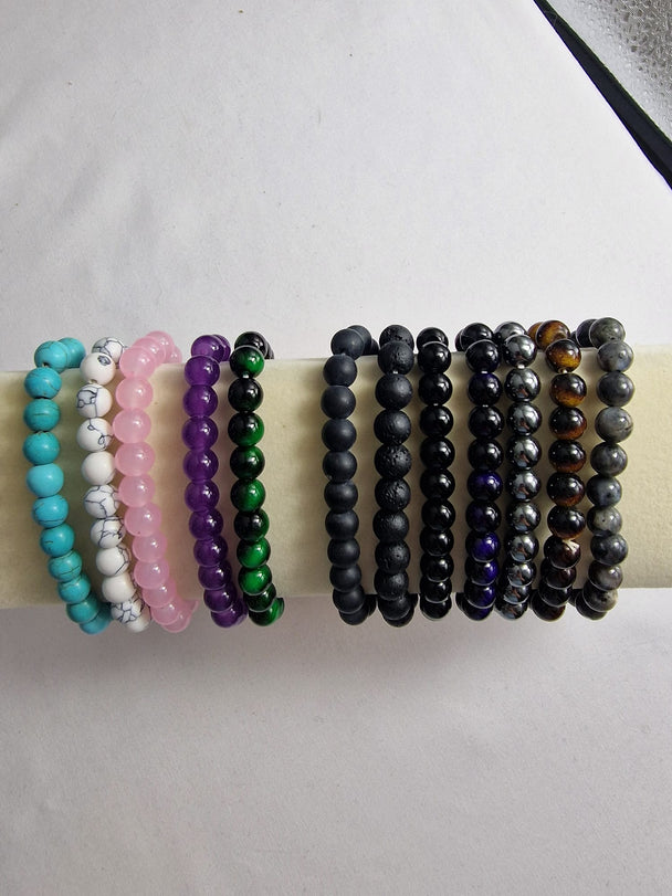Natuursteen Kralen Armband - Diverse Kleuren