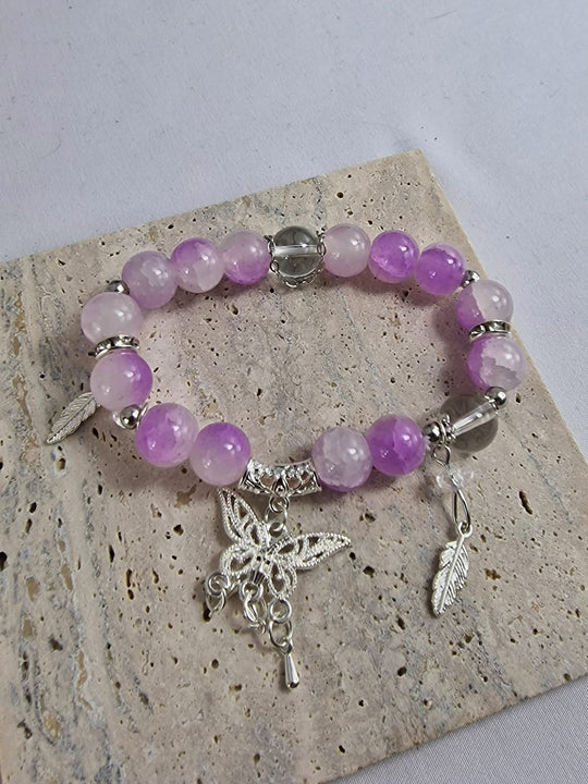 Kristallen Dames Armband Paars/Roze met Bedels - Amethist
