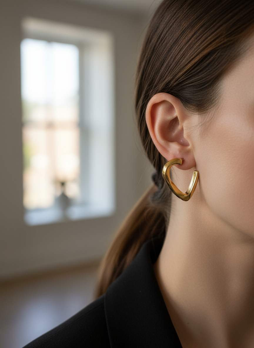 Kronkel oorbellen op model