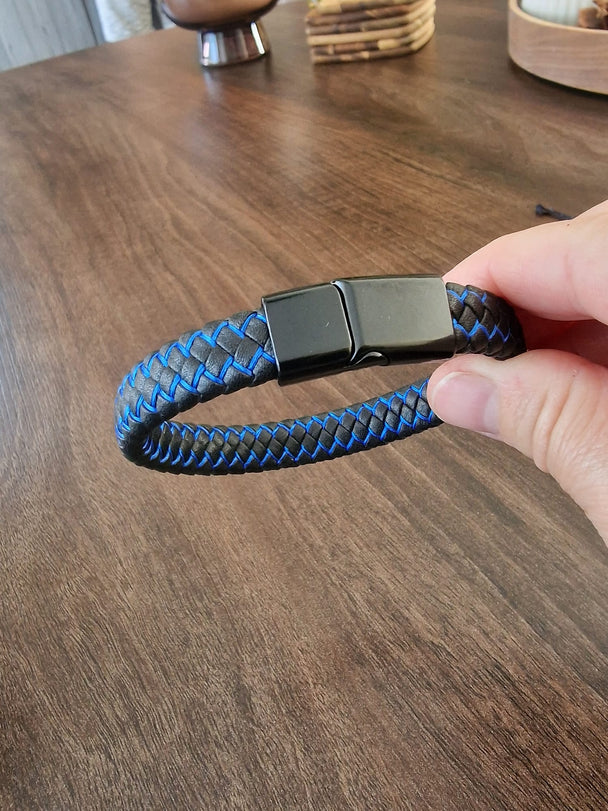 Leren Heren Armbanden Magneetsluiting Zilver/Zwart/Goud