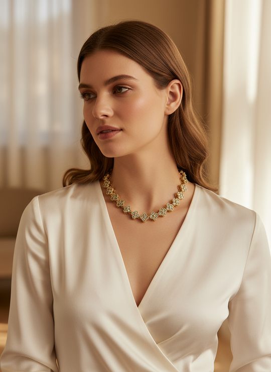 Lifestyle foto bloemen collier