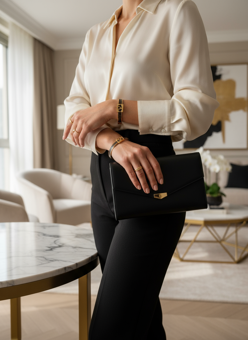 Lifestyle foto gouden designer armband