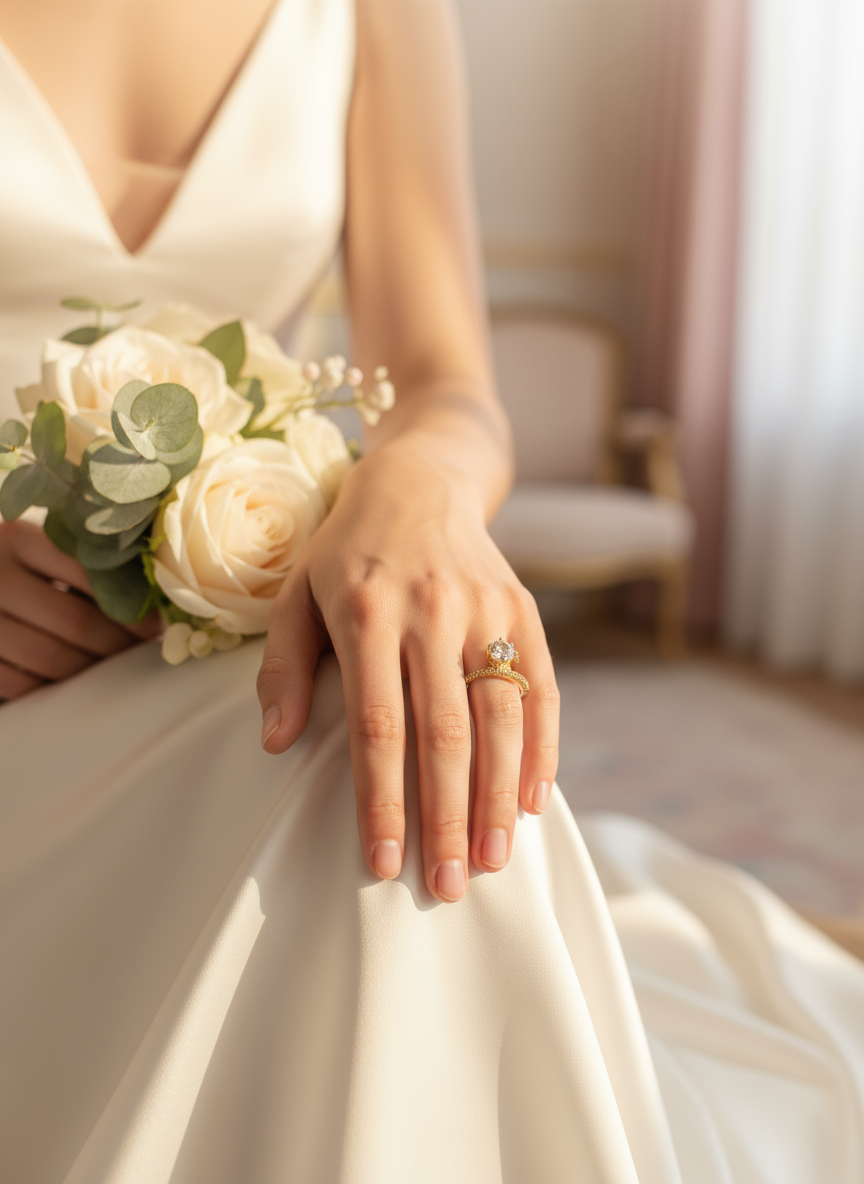 Lifestyle foto gouden verlovingsring