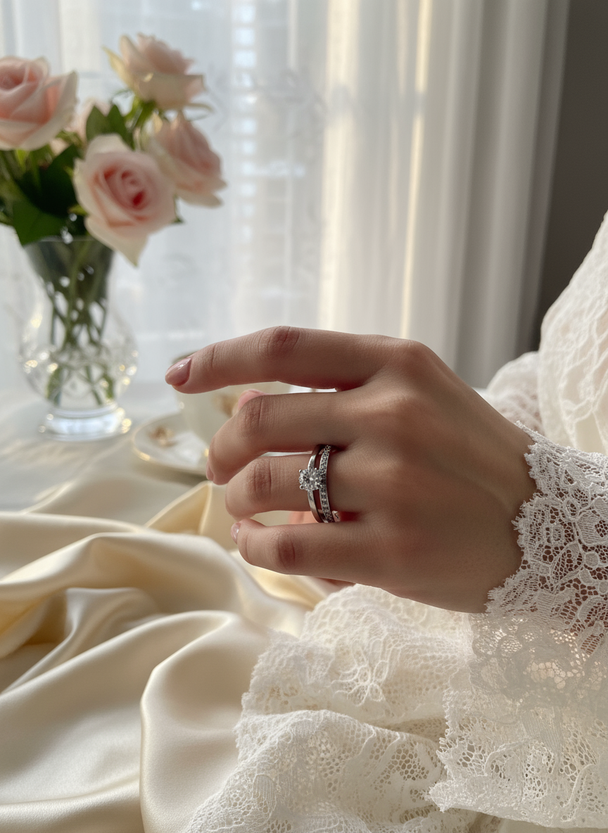 Lifestyle foto zilveren dubbele ring