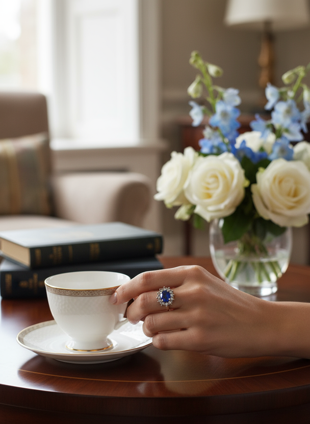 Lifestyle foto zilveren saffier ring