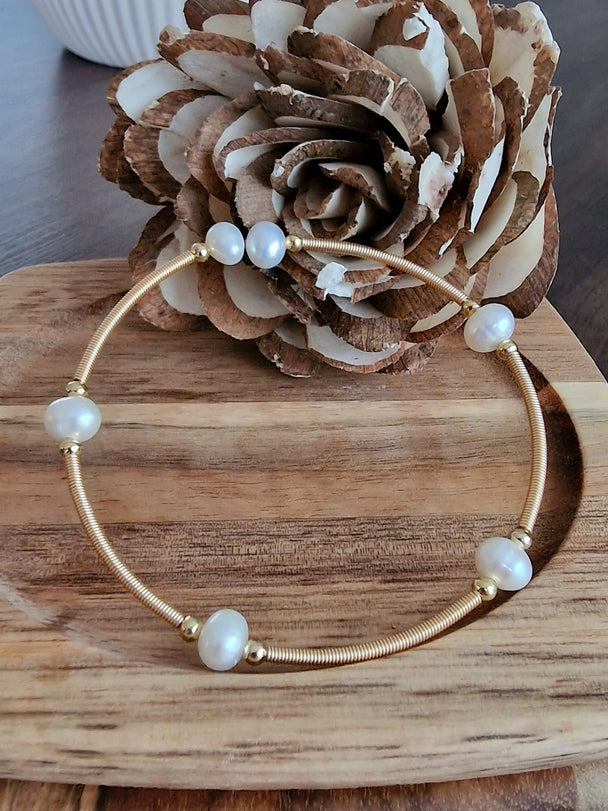 Verstellbares Armband – Natürliche Süßwasserperlen