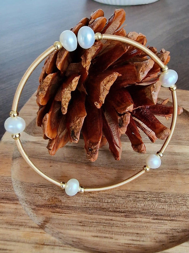 Verstellbares Armband – Natürliche Süßwasserperlen