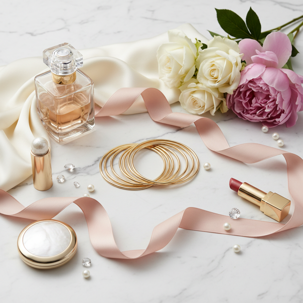 Met parfumflacon en luxe elementen