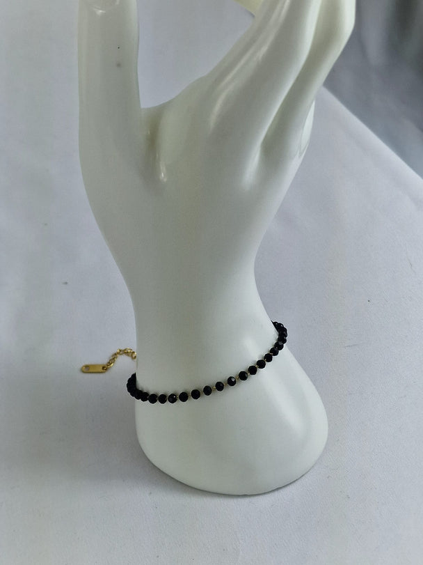 Minimalistische Zwarte Kristalen Kralen Armband Dames
