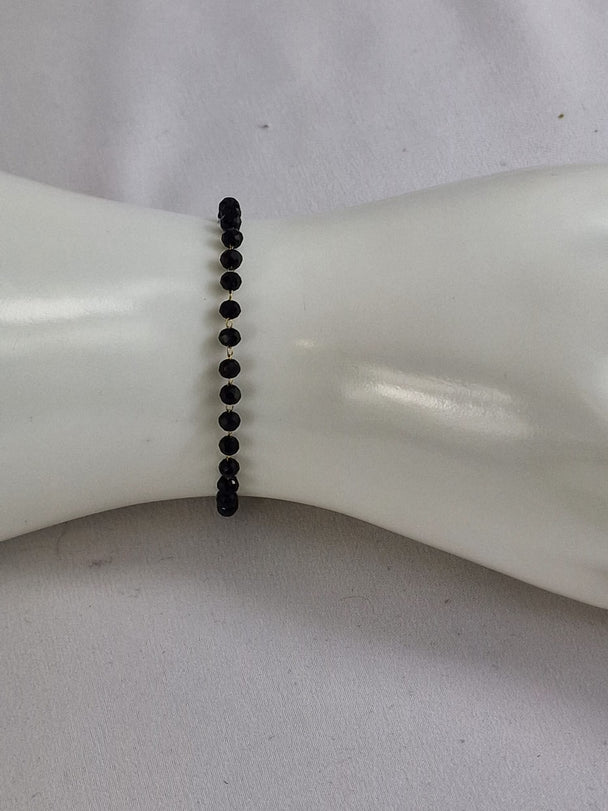 Minimalistische Zwarte Kristalen Kralen Armband Dames