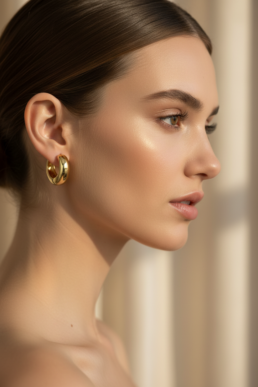 Model met goud chunky creolen - paar