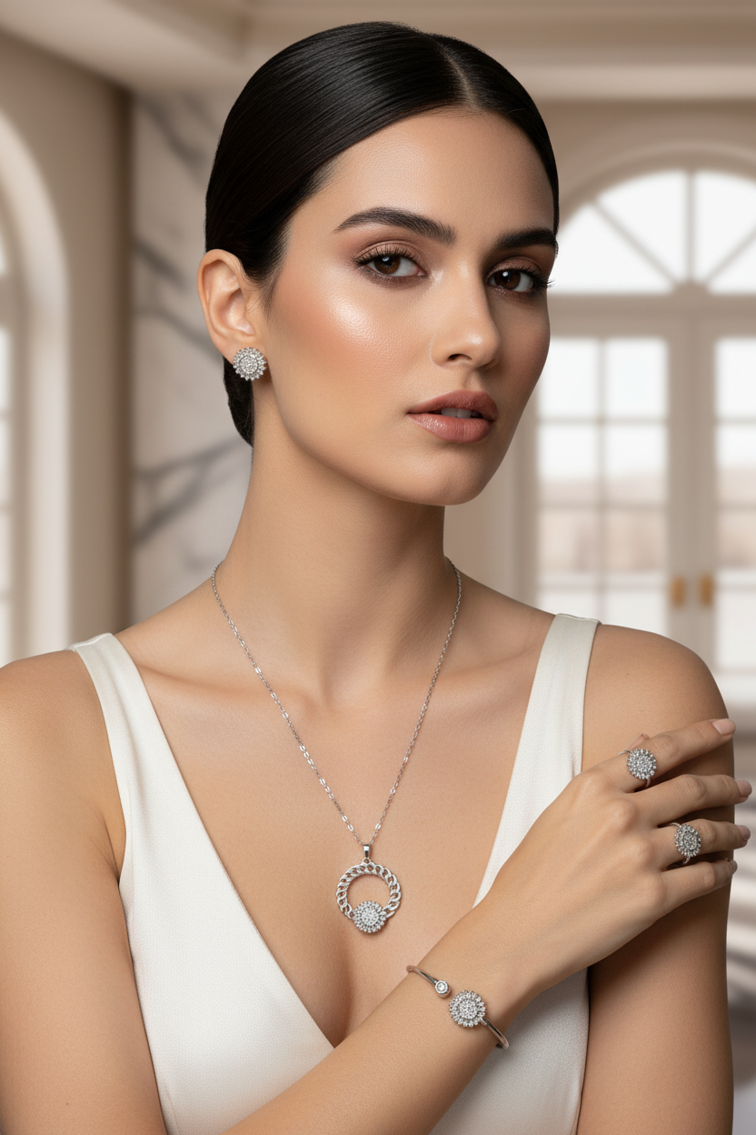 Model met zilver set - alleen zilver