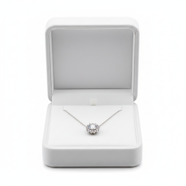 Moissanite ketting in luxe doos