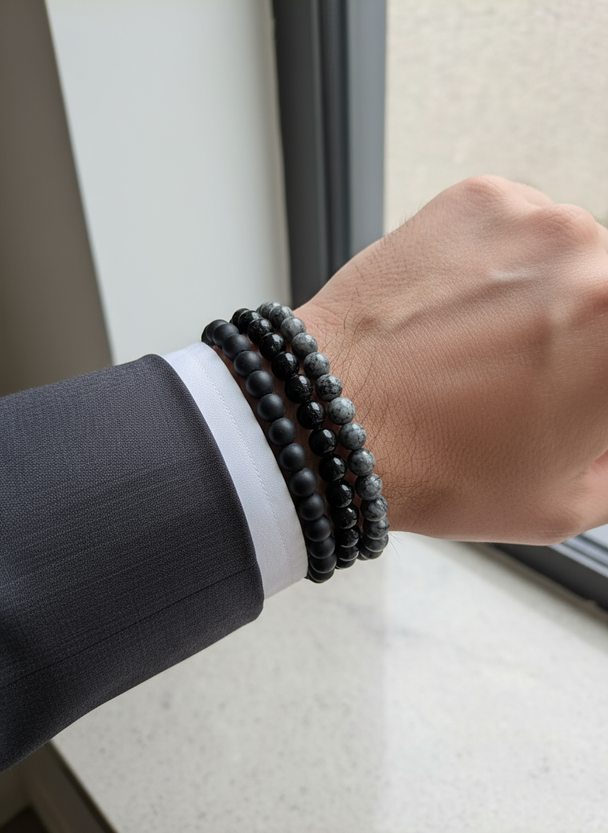 Natuursteen armbanden heren - donker