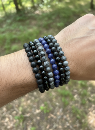 Natuursteen armbanden heren - gestapeld