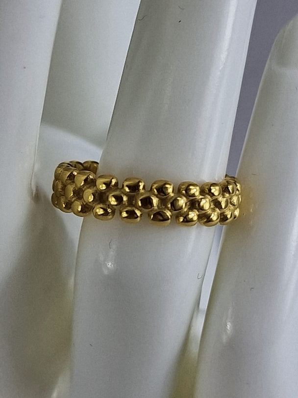 Dames Ring Goud - Bolletjes Design 18K Verguld Roestvrij Staal