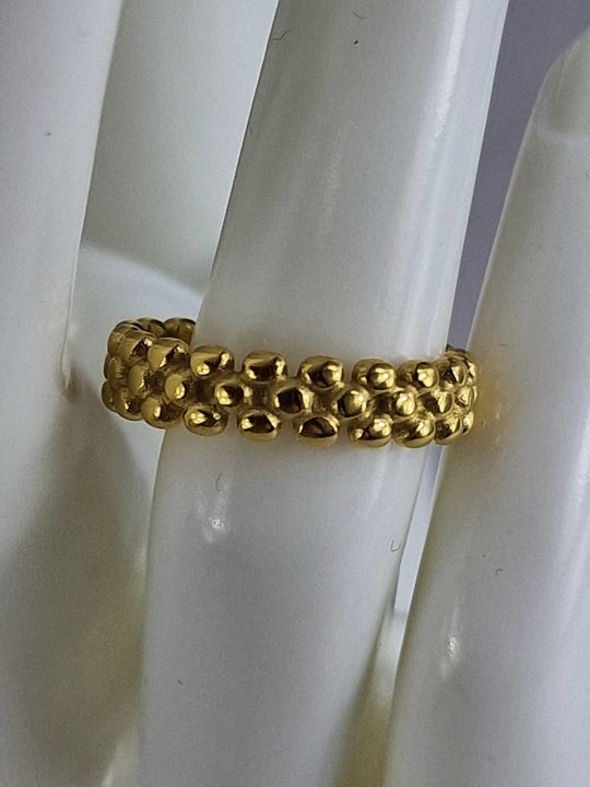 Dames Ring Goud - Bolletjes Design 18K Verguld Roestvrij Staal