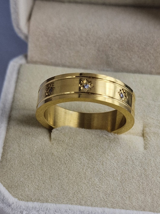 Dames Ring 18K Verguld Roestvrij Staal met Zirkonia Steentjes