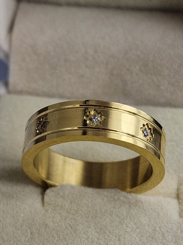 Dames Ring 18K Verguld Roestvrij Staal met Zirkonia Steentjes