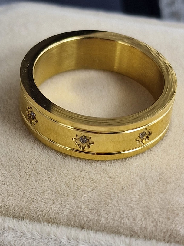 Dames Ring 18K Verguld Roestvrij Staal met Zirkonia Steentjes