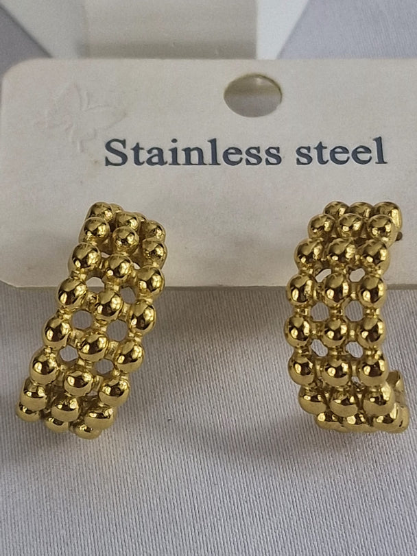 Retro Bolletjes Hoops Oorbellen - 18K Verguld - Goudkleurig