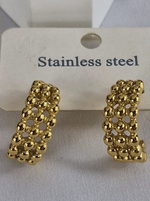 Retro Bolletjes Hoops Oorbellen - 18K Verguld - Goudkleurig