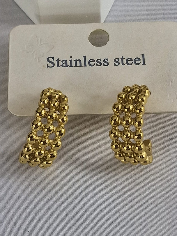 Retro Bolletjes Hoops Oorbellen - 18K Verguld - Goudkleurig