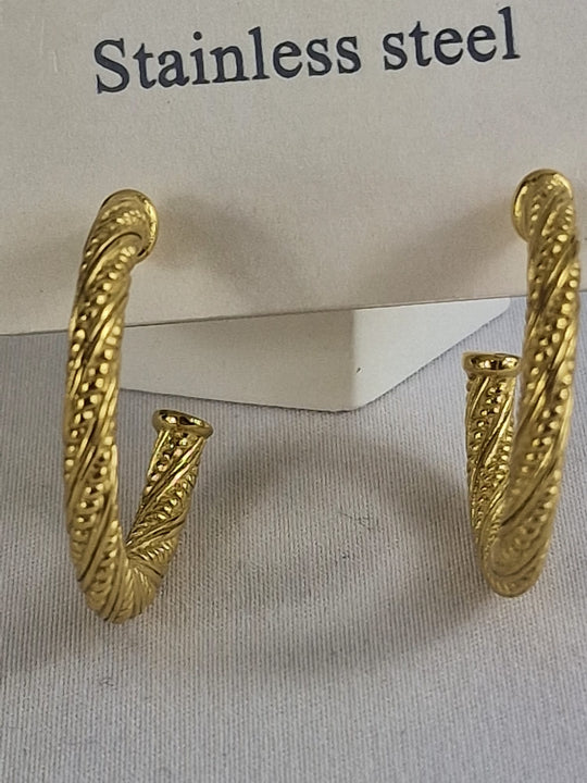 Retro-Ohrringe im kreolischen Stil – 18 Karat vergoldet – goldfarben