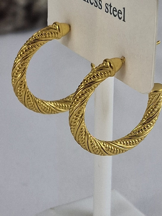 Retro-Ohrringe im kreolischen Stil – 18 Karat vergoldet – goldfarben