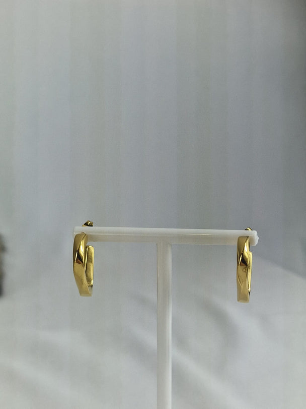 Retro Kronkel Hoops Oorbellen - 18K Verguld - Goudkleurig