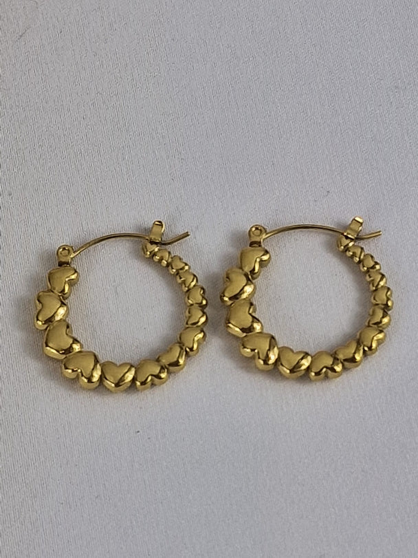 Retro Hartjes Hoops Oorbellen - 18K Verguld - Goudkleurig