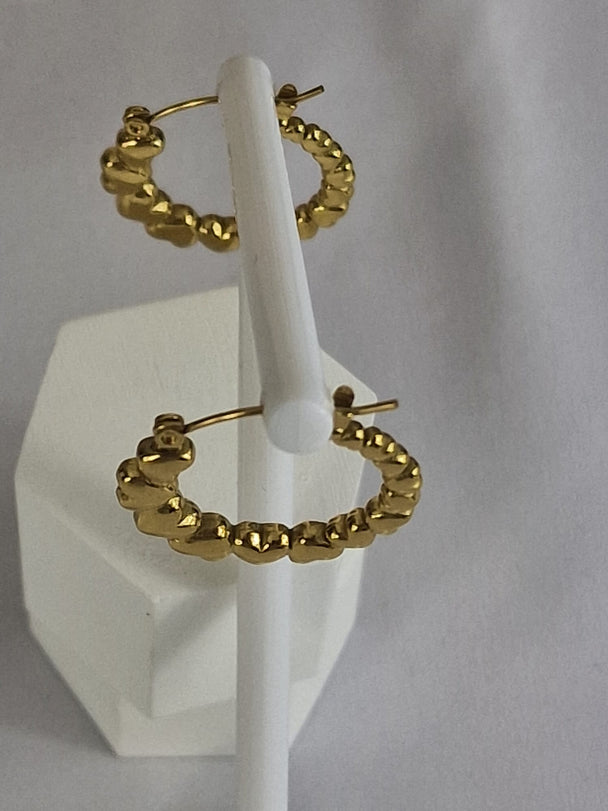 Retro Hartjes Hoops Oorbellen - 18K Verguld - Goudkleurig