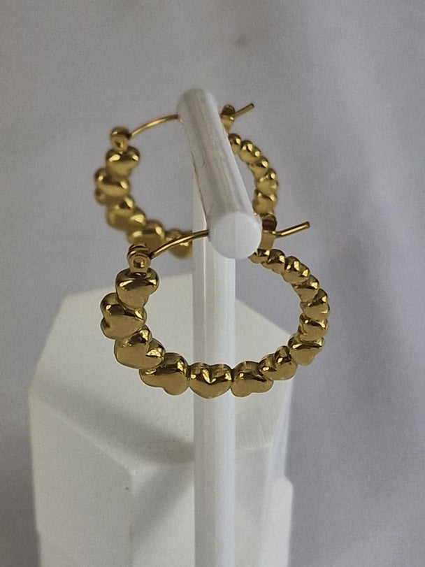 Retro Hartjes Hoops Oorbellen - 18K Verguld - Goudkleurig