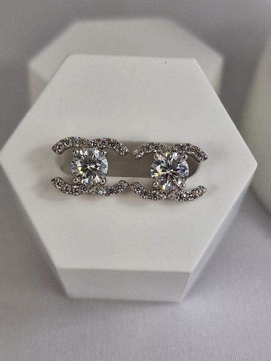 Ohrstecker aus 925er Sterlingsilber mit Moissanit-Diamant – 1 Karat – Farbe D