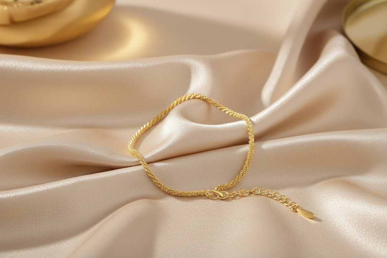 Op champagne zijden stof