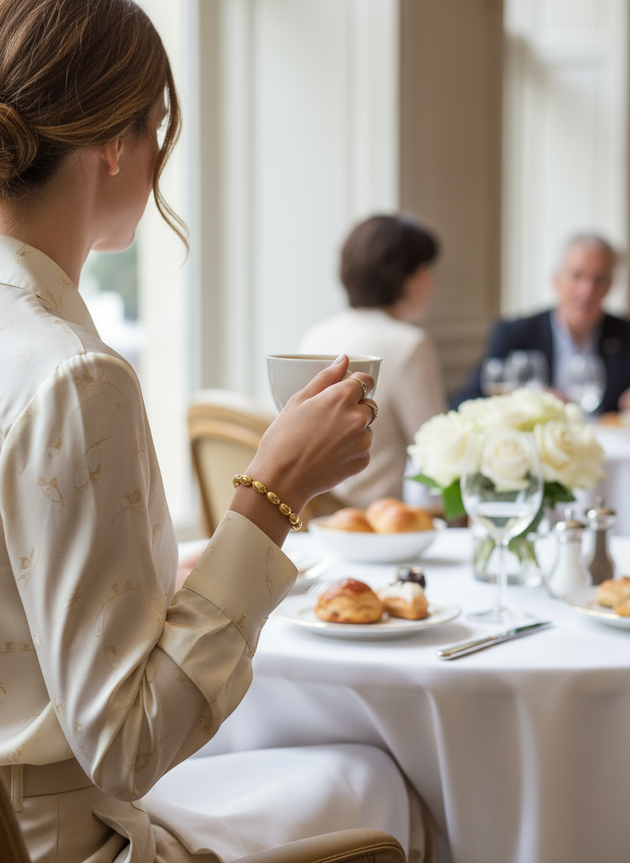 Ovale schakel armband bij brunch