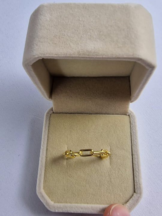 Dames Ring Paperclip Design - 925 Zilver & 18K Goud Verguld