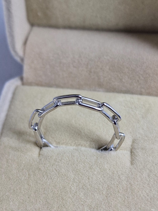 Dames Ring Paperclip Design - 925 Zilver & 18K Goud Verguld