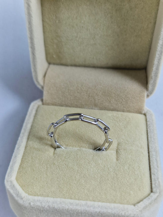 Dames Ring Paperclip Design - 925 Zilver & 18K Goud Verguld