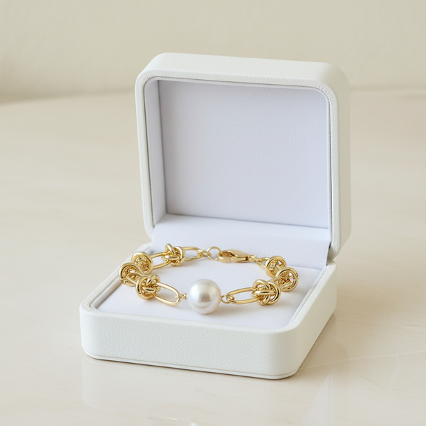 Parel chain armband in luxe doos