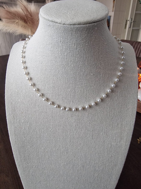 Süßwasserperlenkette – Miniperlen – 45 + 5 cm