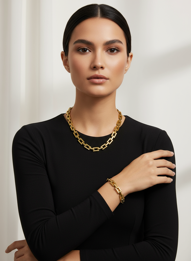 Professionele model foto gouden schakelset